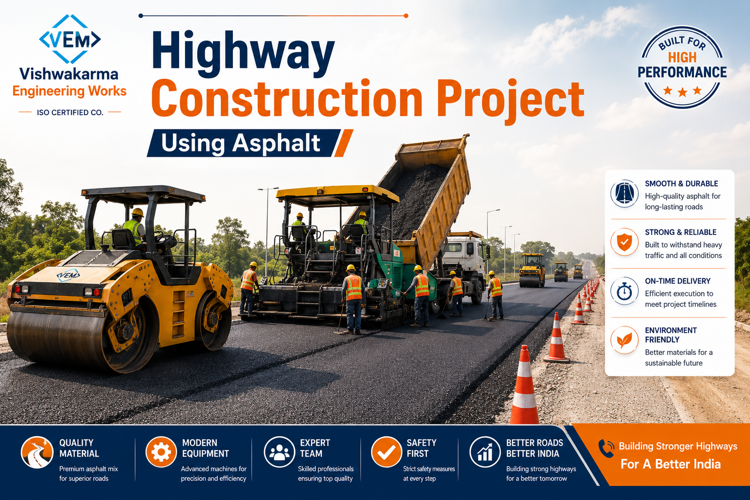 Highway Construction Project Using Asphalt