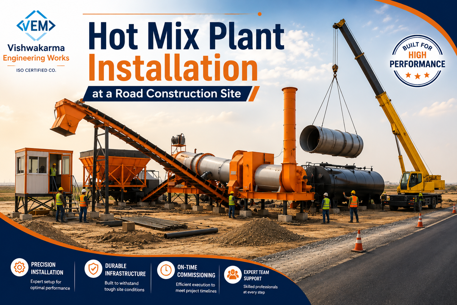 Hot Mix Plant Installation at a Road Construction Site